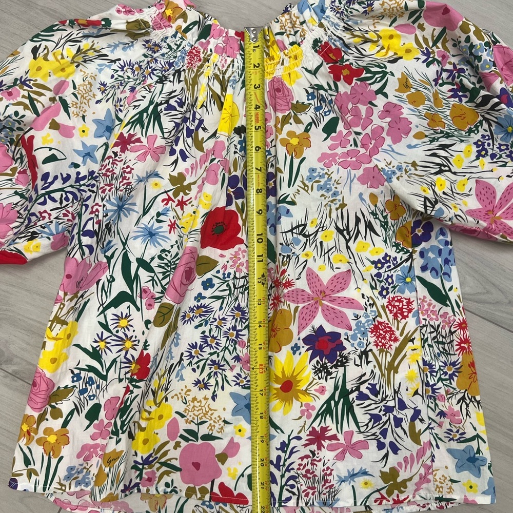 THML Multicolor Floral Puff-Sleeve Blouse Sz S Boho Chic Cottagecore Coquette - Picture 6 of 8